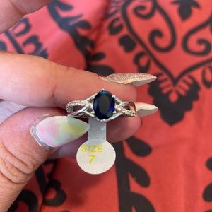 Sapphire/Rhodium Ring sz7